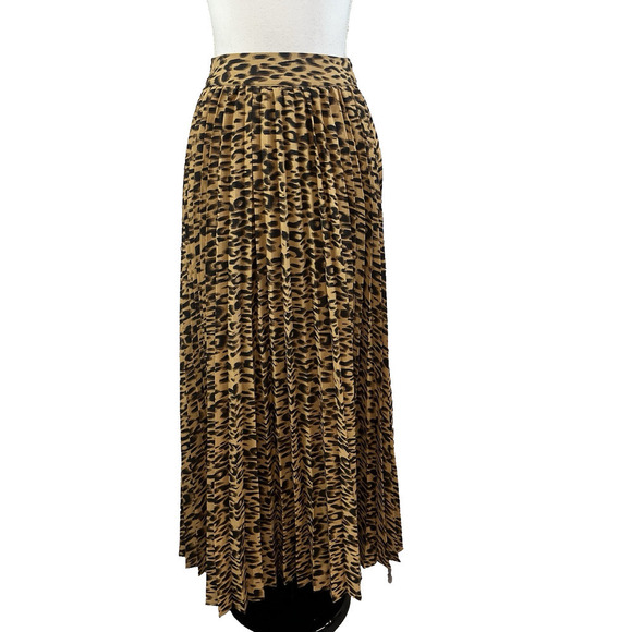 Ebossy Collection Skirt size Small Cheetah Leopard Sheer Pleated Long A Line - Picture 1 of 11